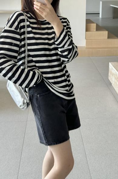 风扇条纹防晒tee
